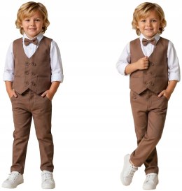 ELEGANCKI GARNITUR DLA CHŁOPCA ZESTAW 4 CZ WESELE KOMUNIA cappucino J4ń